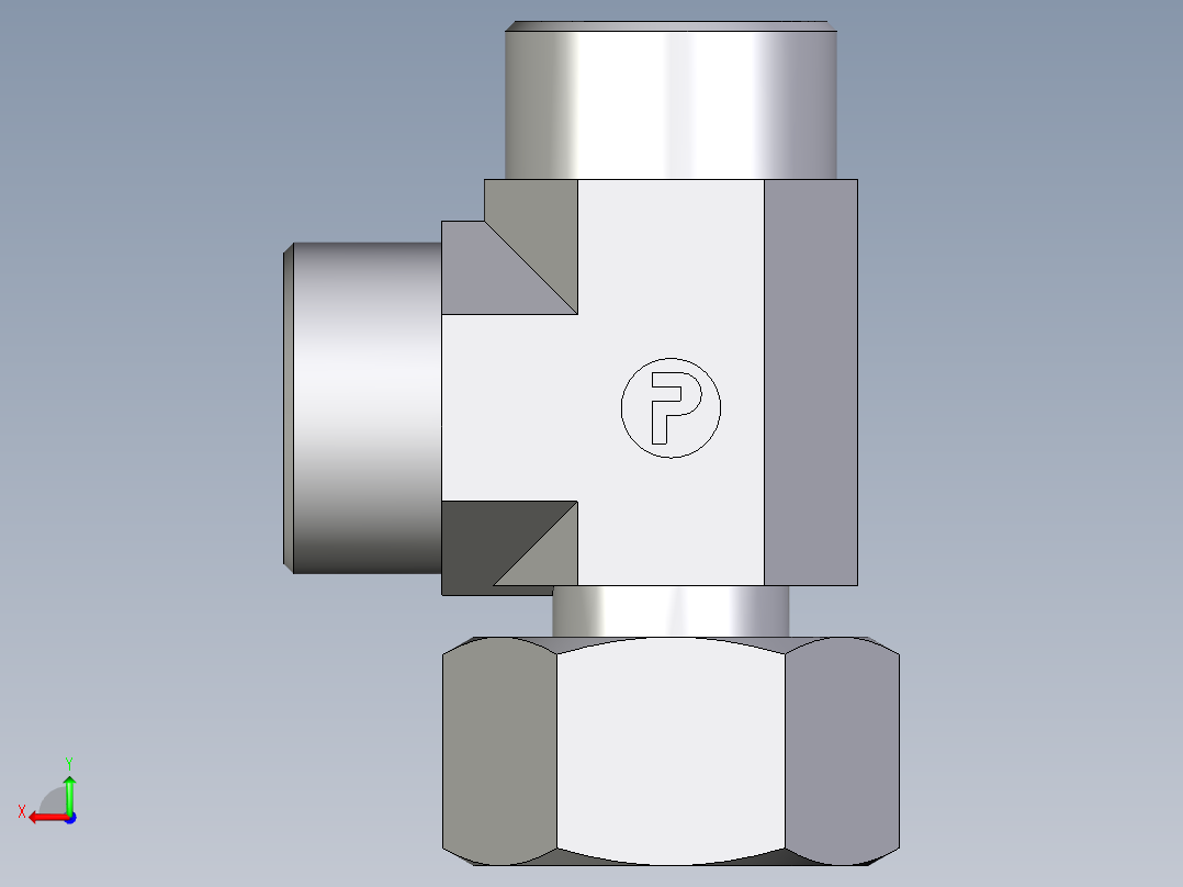 卡套式工业通用硬管接头EO_Standpipe_run_tee_EVL30SOMD71后视图