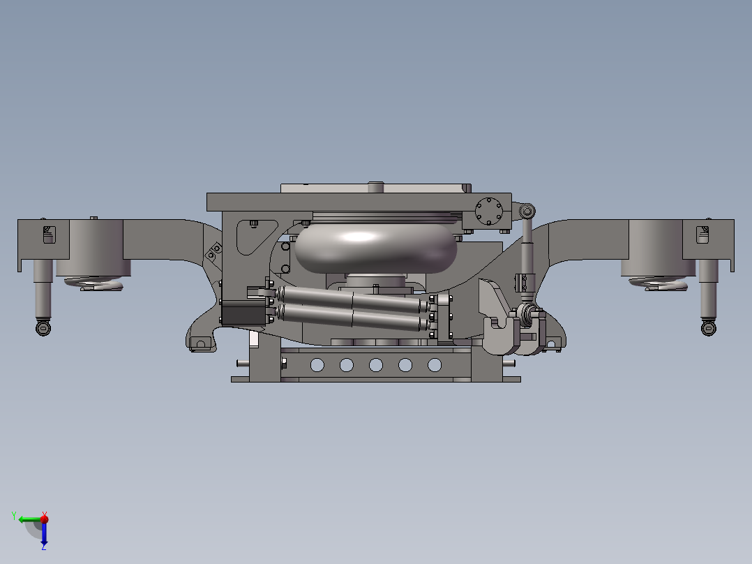 crh380动力转向架构架及一二系悬挂左视图