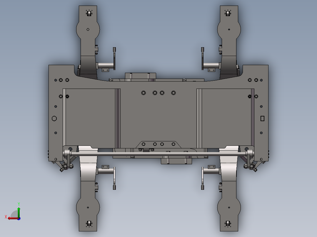 crh380动力转向架构架及一二系悬挂俯视图