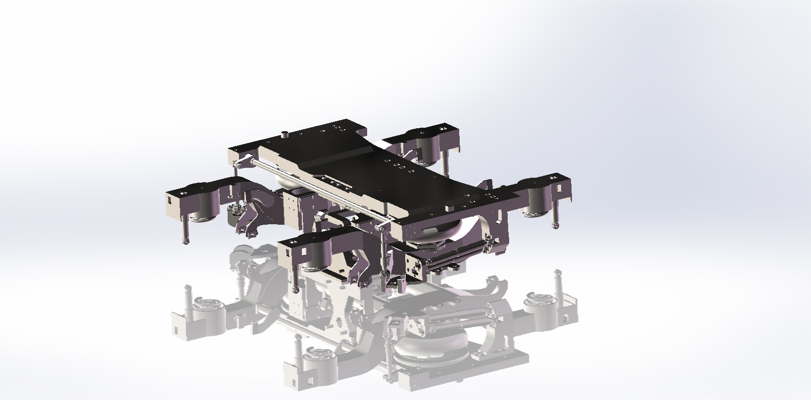crh380动力转向架构架及一二系悬挂