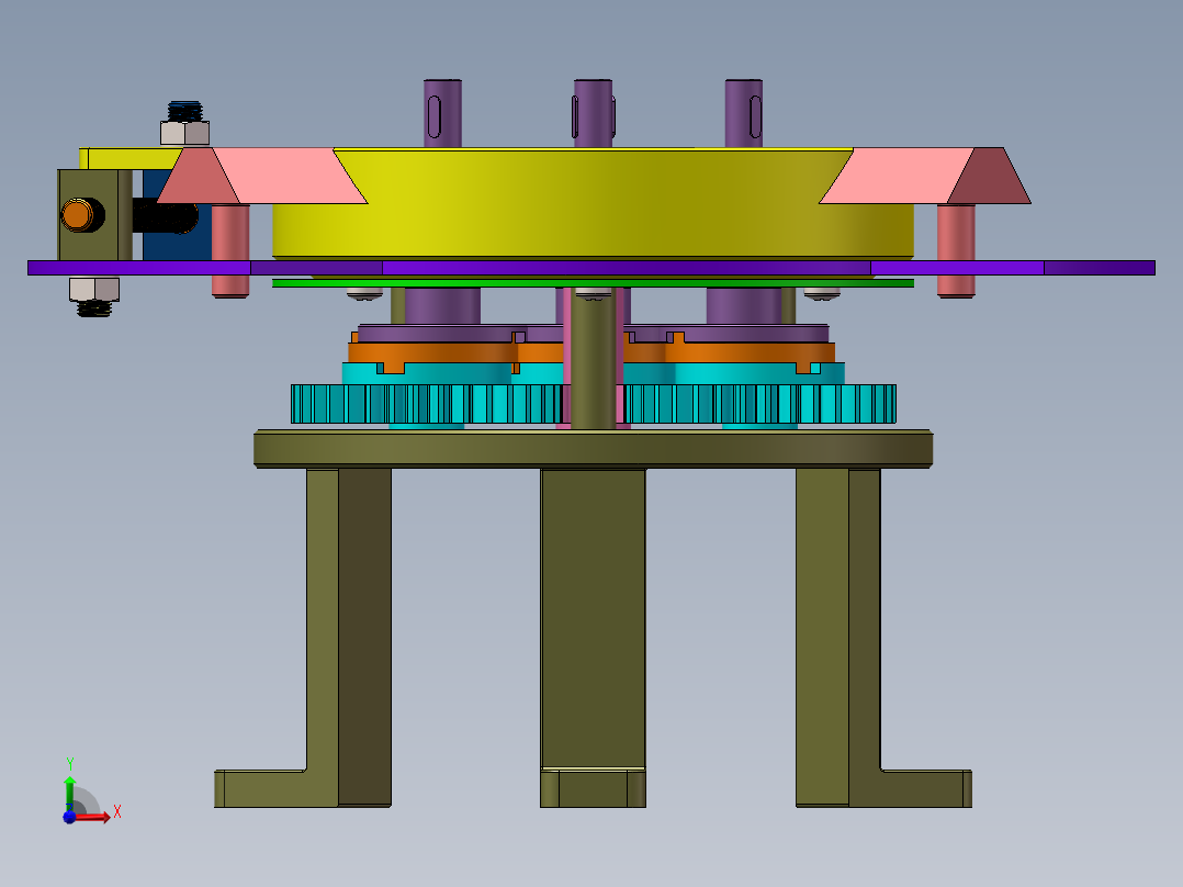 三爪加紧固定机构前视图