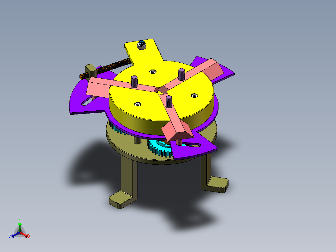 三爪加紧固定机构正等轴测图