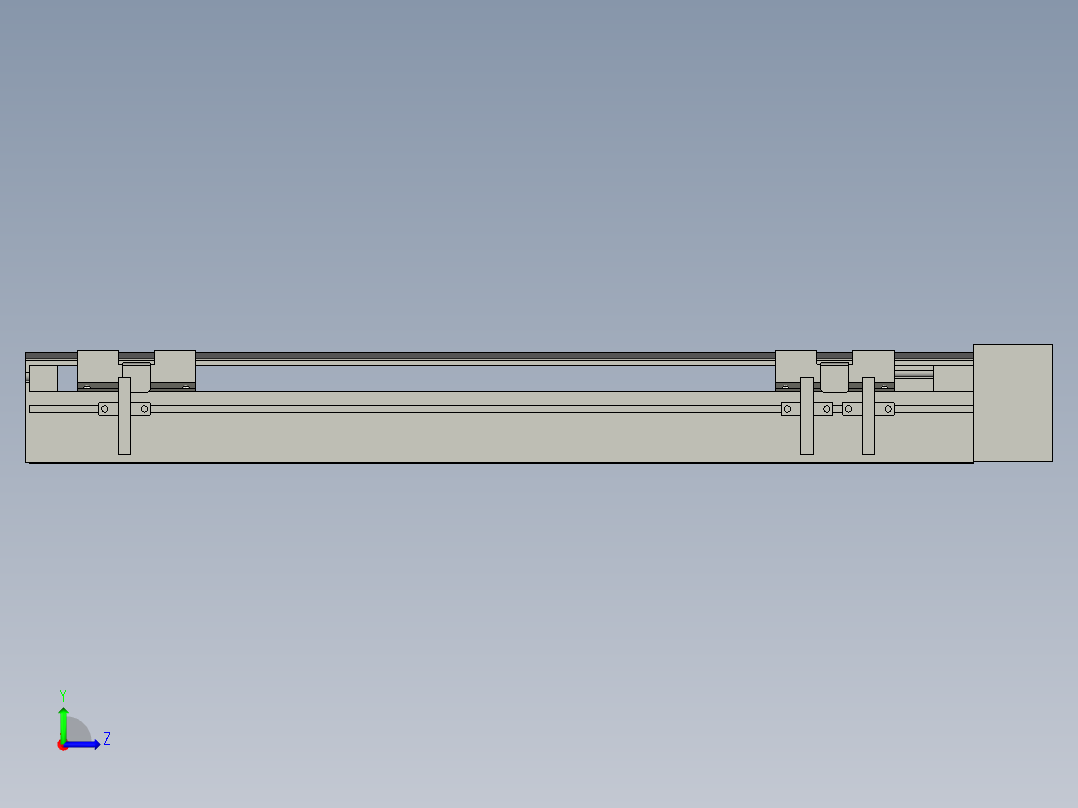 直线模组LHA6-S350-L-100W(16丝杆)设计图纸左视图