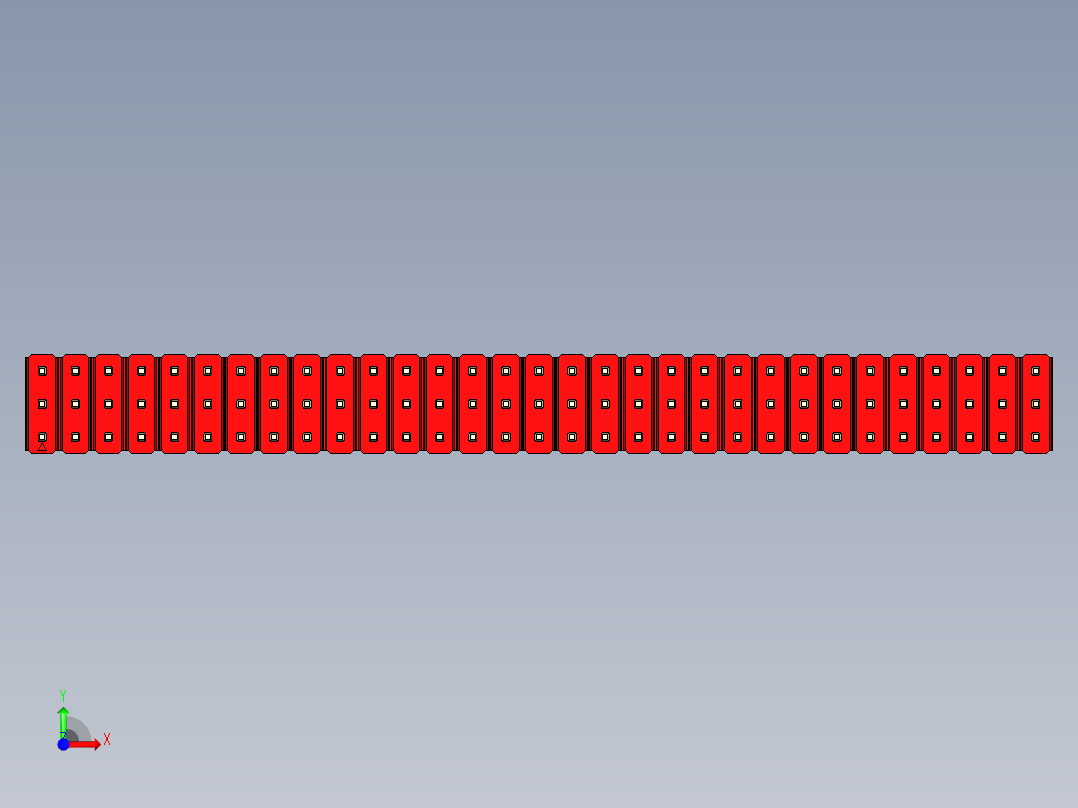 彩色公头100mil（2.54mm）系列-DS1021_red_3x31p_100mil_Type1_rev1.0前视图