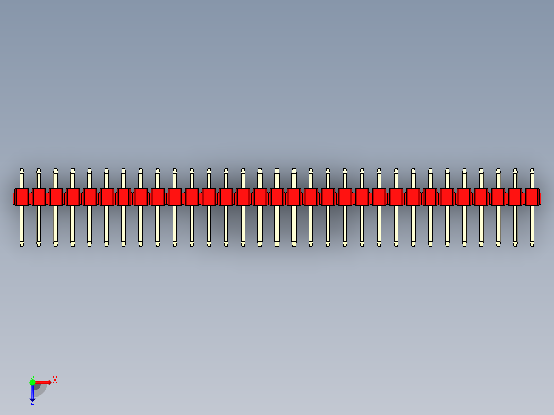 彩色公头100mil（2.54mm）系列-DS1021_red_3x31p_100mil_Type1_rev1.0俯视图