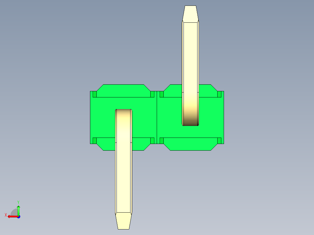 彩色公排针 100mil 2.54mm 系列-DS1022_green_02p_100mil_Type_SMT_R1_rev1.0后视图