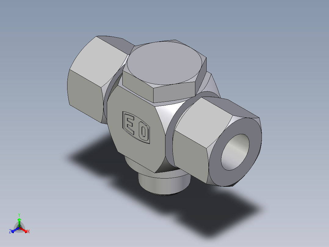 卡套式工业通用硬管接头EO_High_pressure_banjo_tee_TH16ZSRKD71正等轴测图