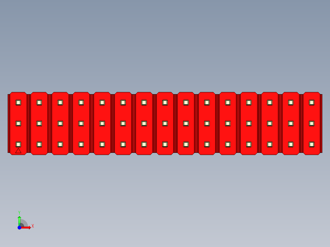 彩色公头100mil（2.54mm）系列-DS1021_red_3x15p_100mil_Type1_rev1.0前视图