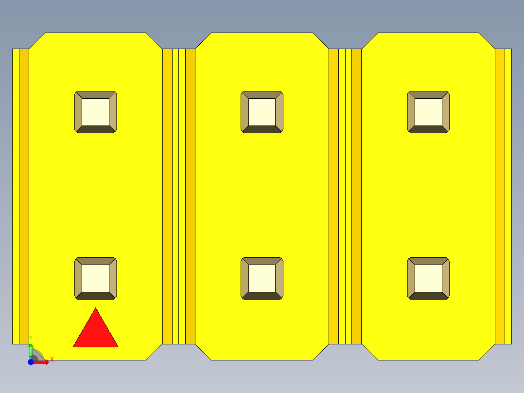 彩色公头100mil（2.54mm）系列-DS1021_yellow_2x03p_100mil_Type43_rev1.0前视图