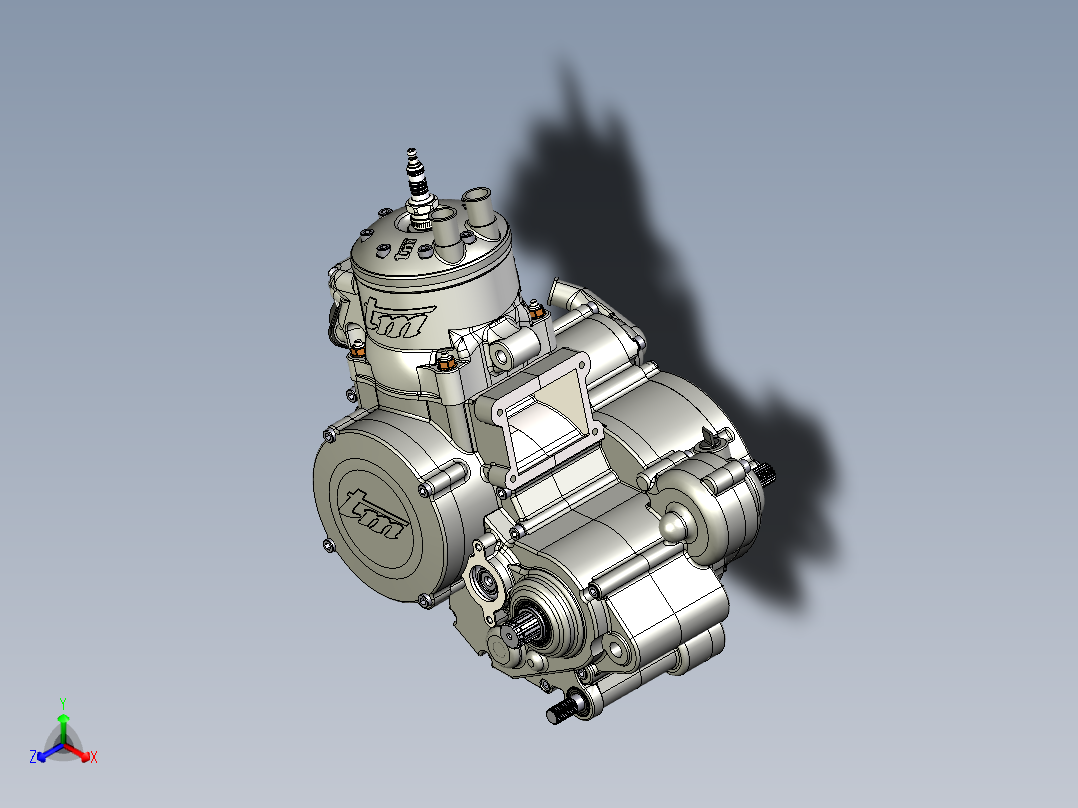 两冲程摩托车发动机机正等轴测图