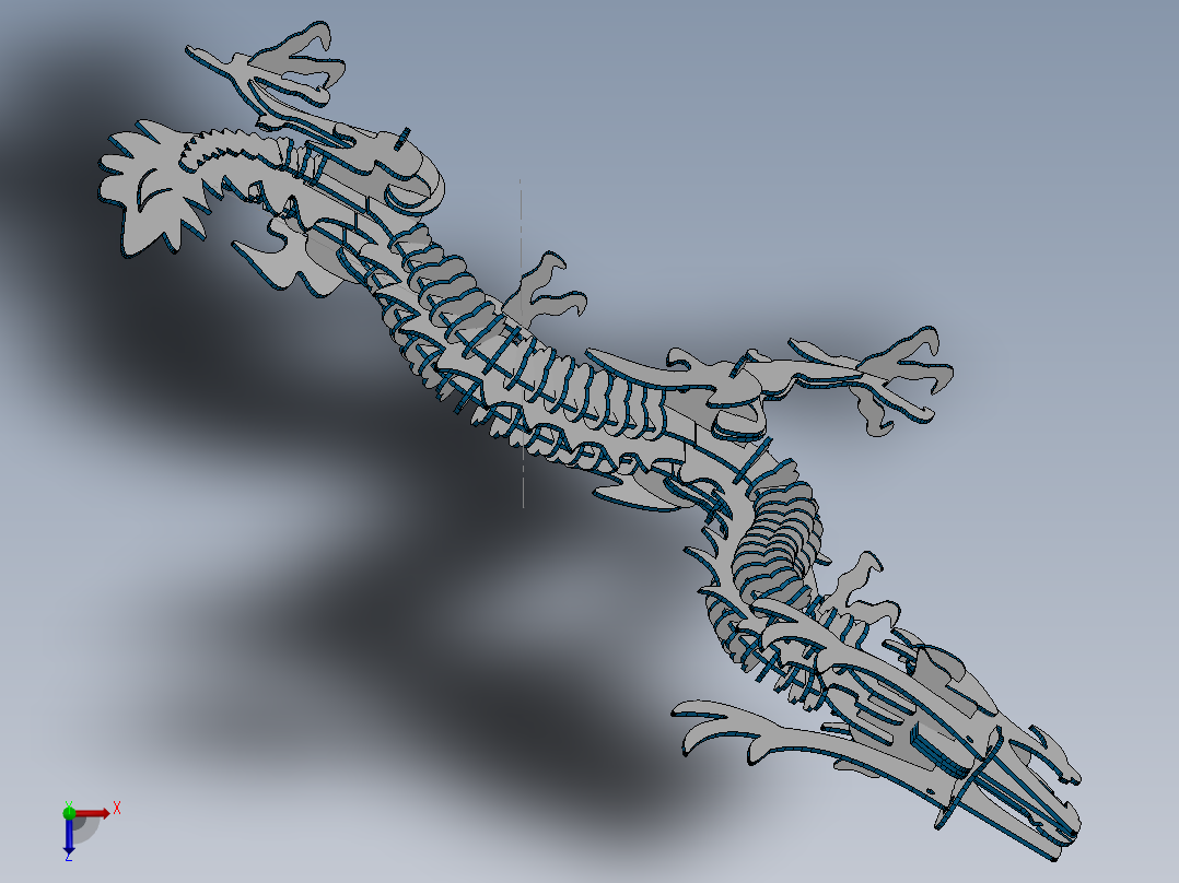 激光下料拼图中华龙CAD-x_t格式SOLIDWORKS 2016俯视图