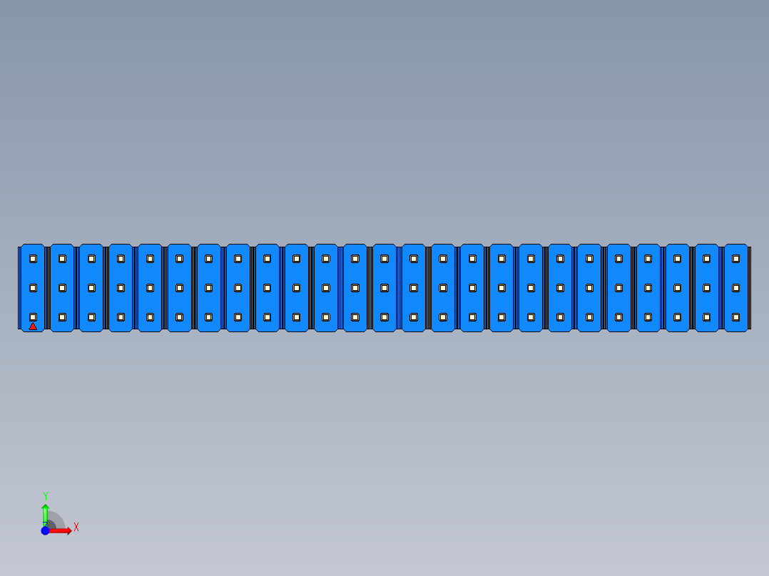 彩色公头100mil（2.54mm）系列-DS1021_blue_3x25p_100mil_Type19_rev1.0前视图