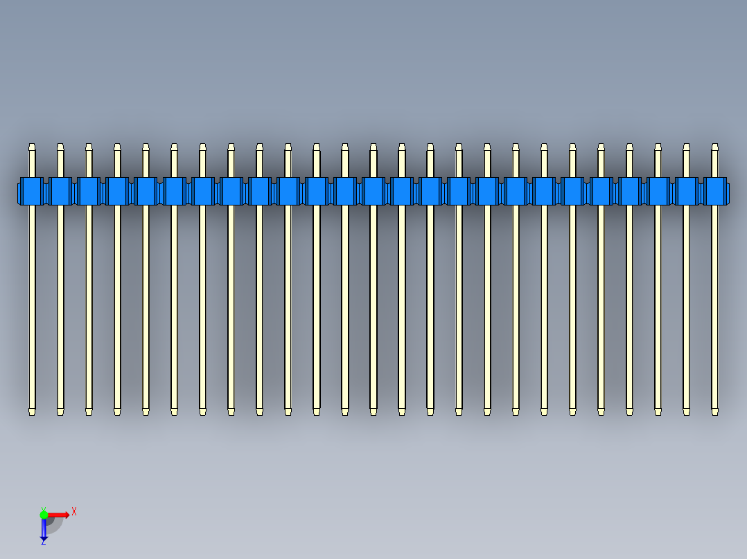 彩色公头100mil（2.54mm）系列-DS1021_blue_3x25p_100mil_Type19_rev1.0俯视图