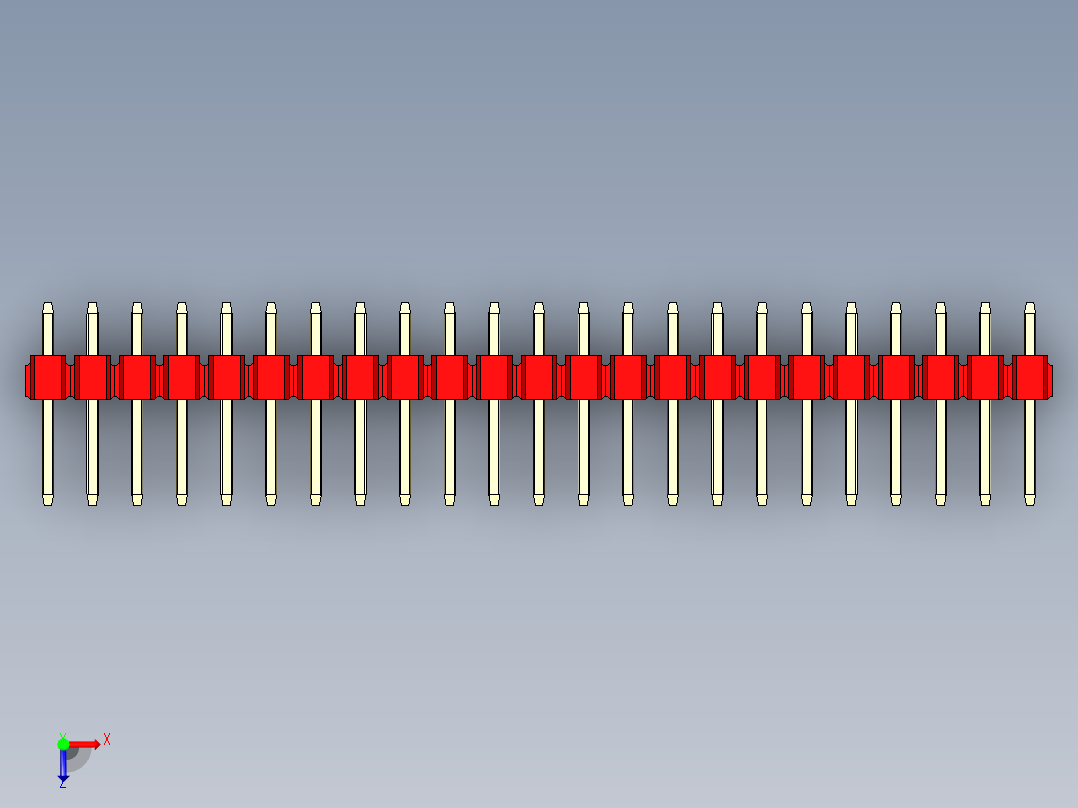 彩色公头100mil（2.54mm）系列-DS1021_red_2x23p_100mil_Type1_rev1.0俯视图