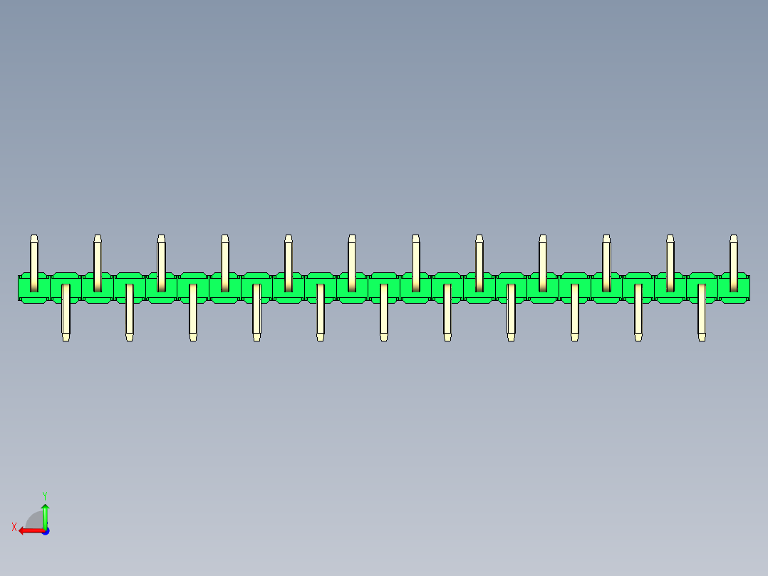 彩色公排针 100mil 2.54mm 系列-DS1022_green_23p_100mil_Type_SMT_R1_rev1.0后视图