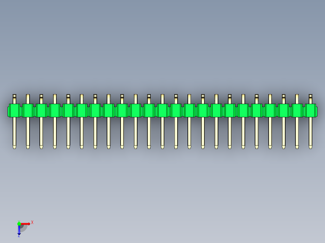 彩色公排针 100mil 2.54mm 系列-DS1022_green_23p_100mil_Type_SMT_R1_rev1.0俯视图