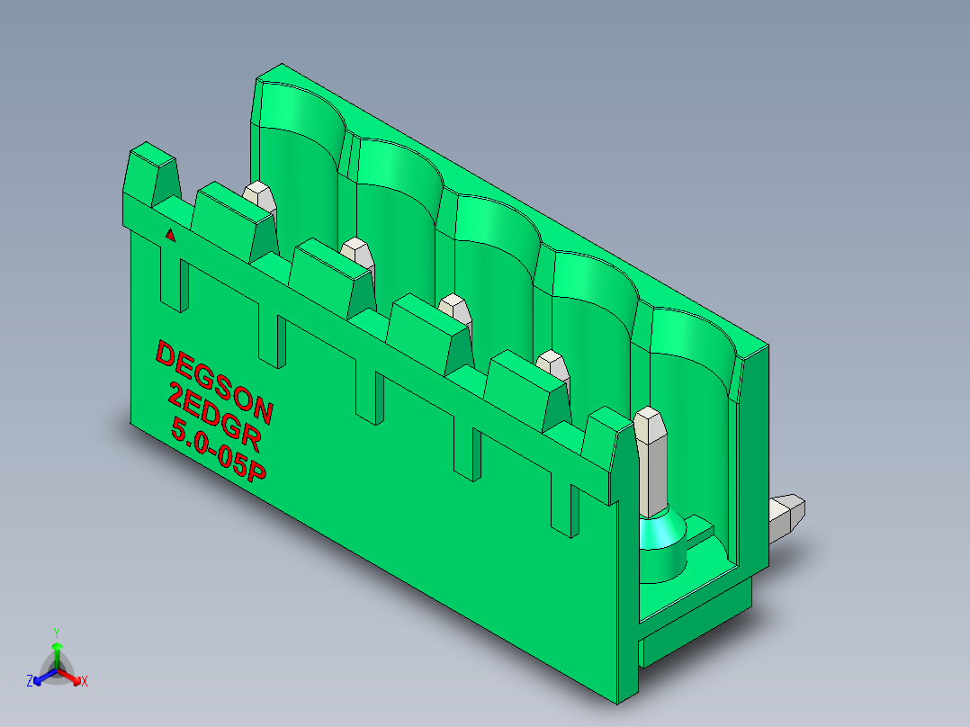 DEGSON 2EDG 系列 5.0mm 可插拔接线端子组-2EDGR-5.0-05P-14-00AH正等轴测图