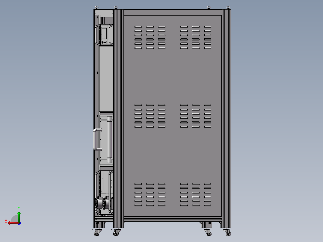 15kv浪涌机柜，50格病历夹，手动档案密集架后视图