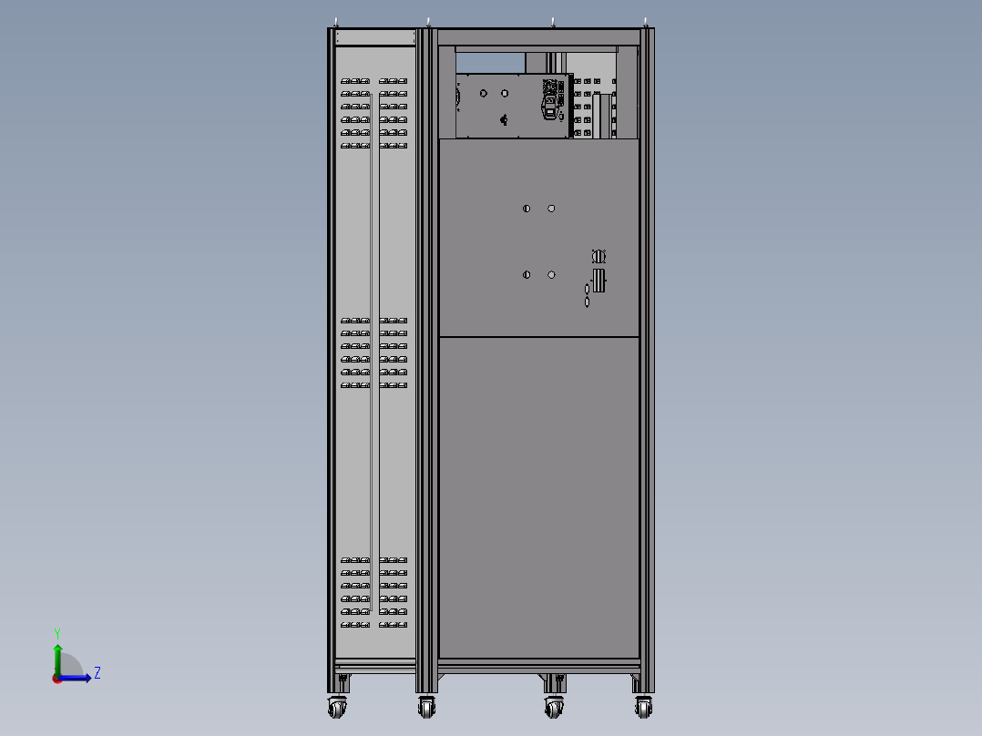 15kv浪涌机柜，50格病历夹，手动档案密集架左视图