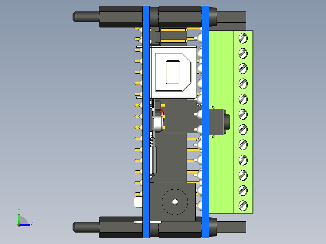 Arduino Mega 2560 螺丝端子扩展板左视图