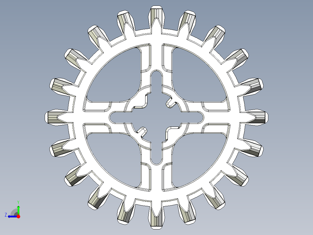 32269 White Technic Gear 20 Tooth Double Bevel.STEP右视图