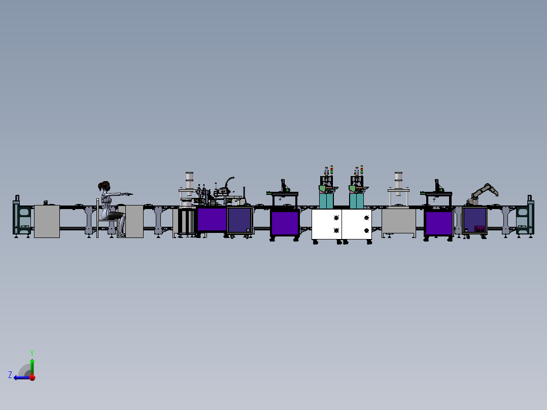 挂烫机锅炉柔性生产线（sw22可编辑+工程图+bom）右视图