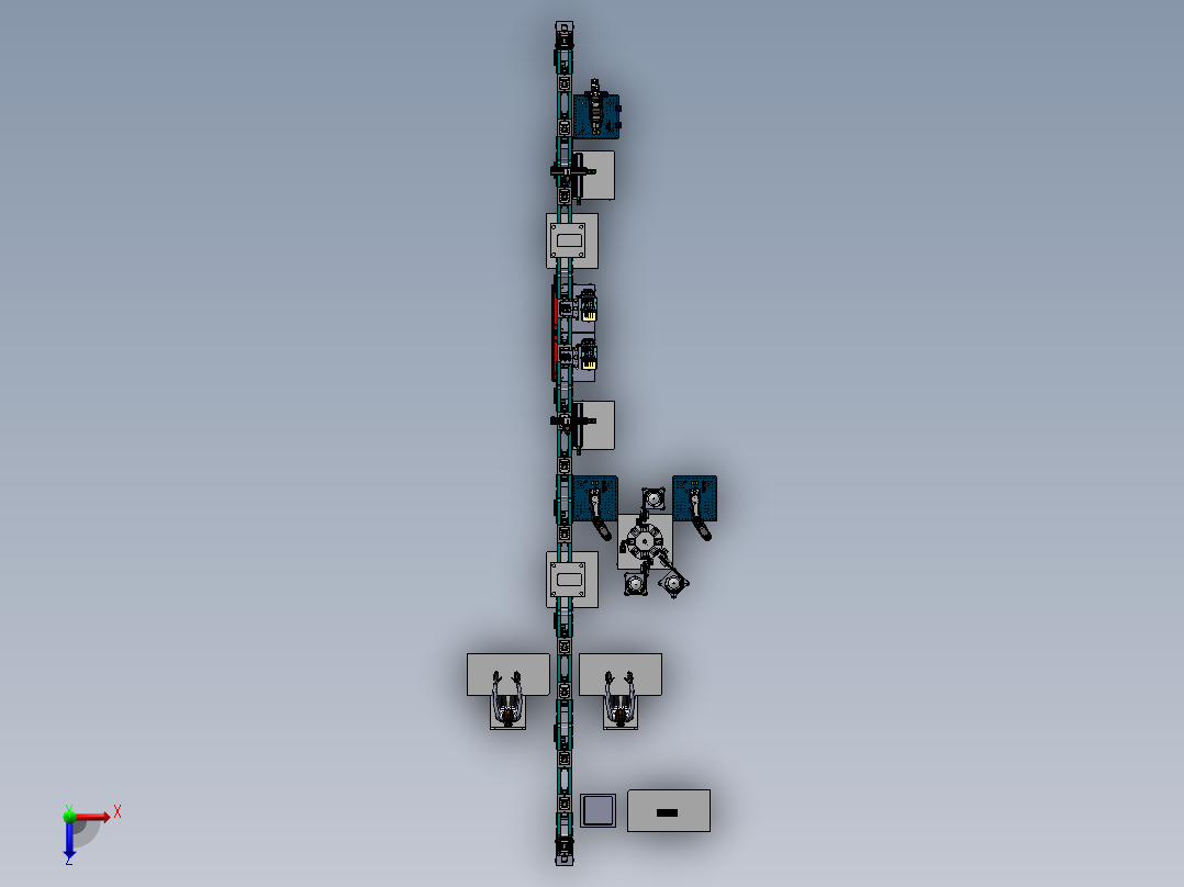 挂烫机锅炉柔性生产线（sw22可编辑+工程图+bom）俯视图