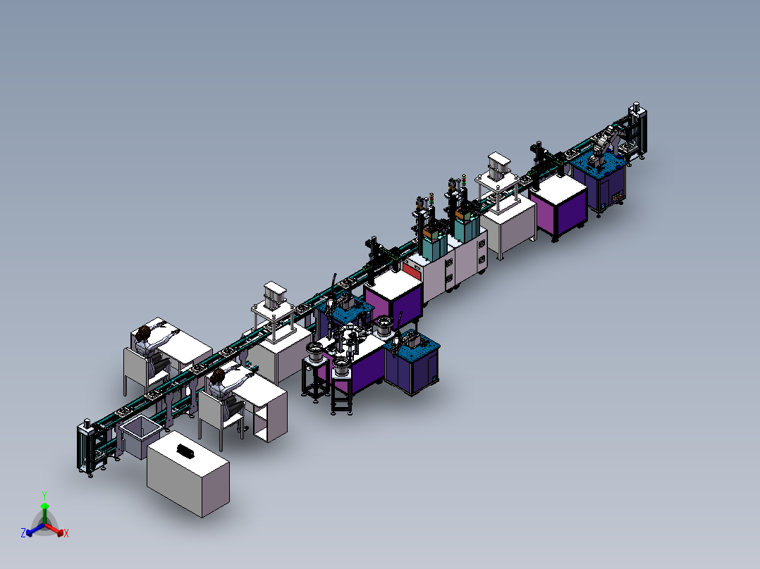 挂烫机锅炉柔性生产线（sw22可编辑+工程图+bom）正等轴测图
