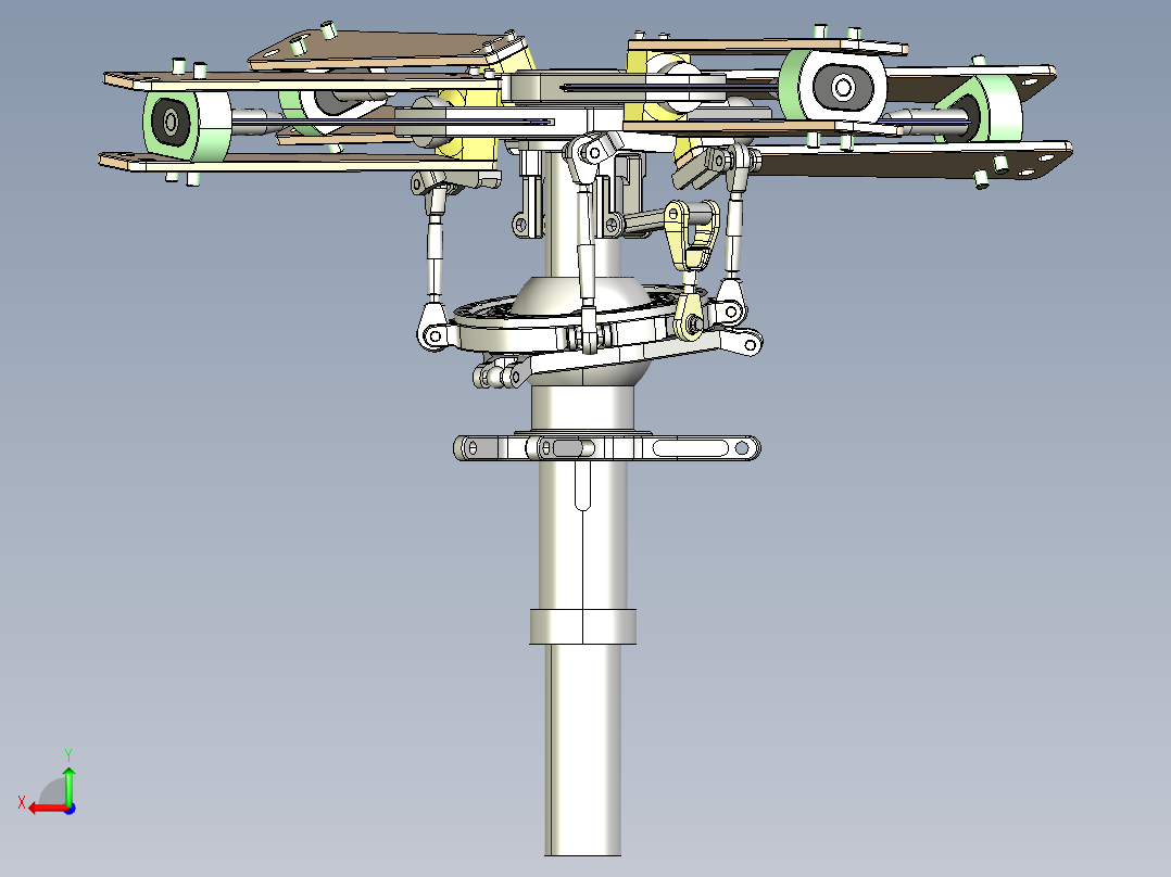 直升机旋翼结构3D模型后视图