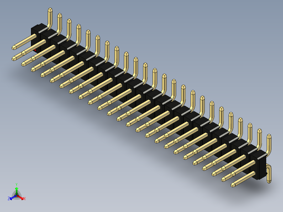 彩色公排针 100mil 2.54mm 系列-DS1022_black_48p_100mil_TypeSMT_rev1.0正等轴测图