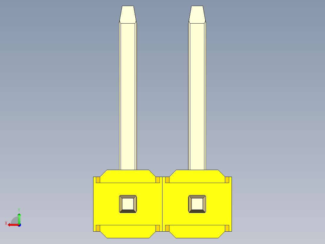 彩色公排针 100mil 2.54mm 系列-DS1022_yellow_02p_100mil_TypeU_rev1.0后视图