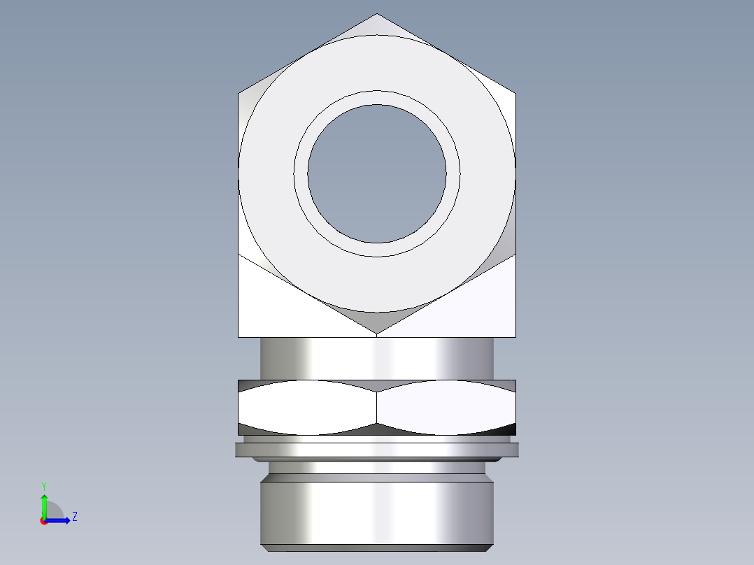 卡套式工业通用硬管接头EO_Adjustable_locknut_branch_tee_TEE30ZSMCF左视图