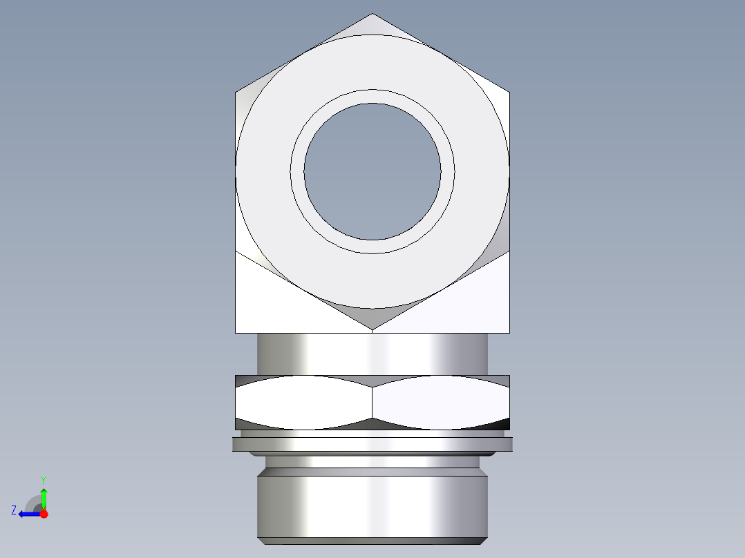 卡套式工业通用硬管接头EO_Adjustable_locknut_branch_tee_TEE30ZSMCF右视图