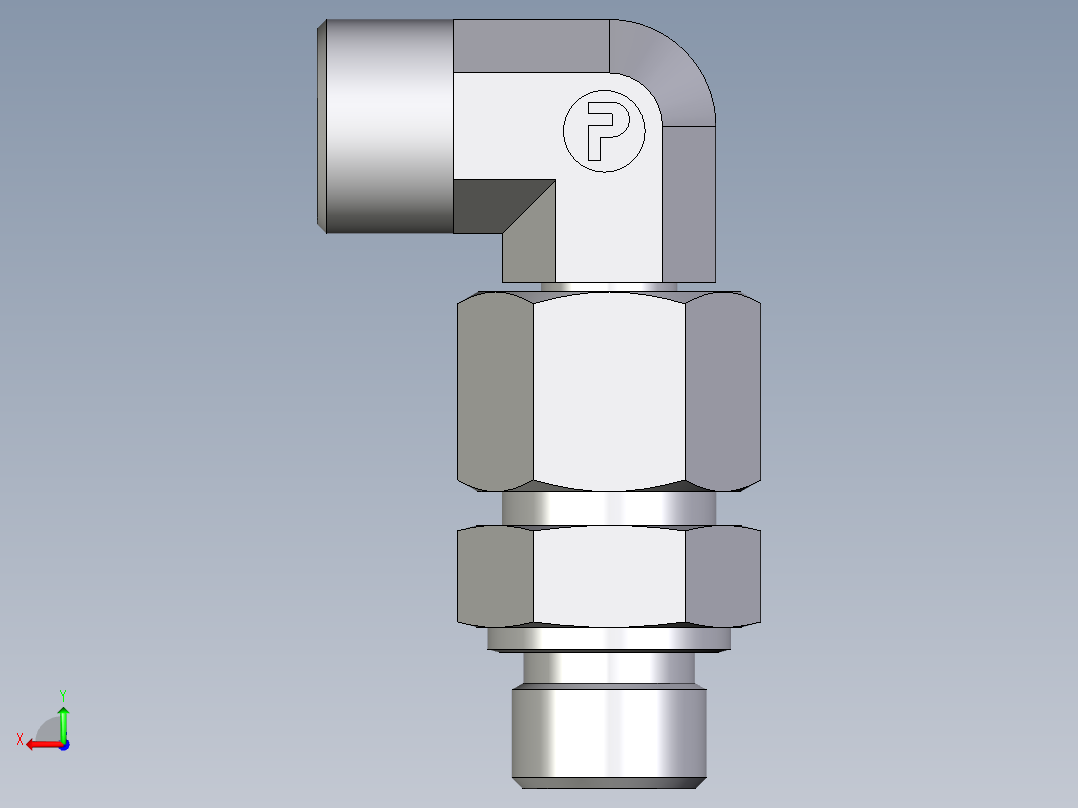卡套式工业通用硬管接头EO_Assembled_adjustable_standpipe_elbow_EVW14SMOMD71后视图