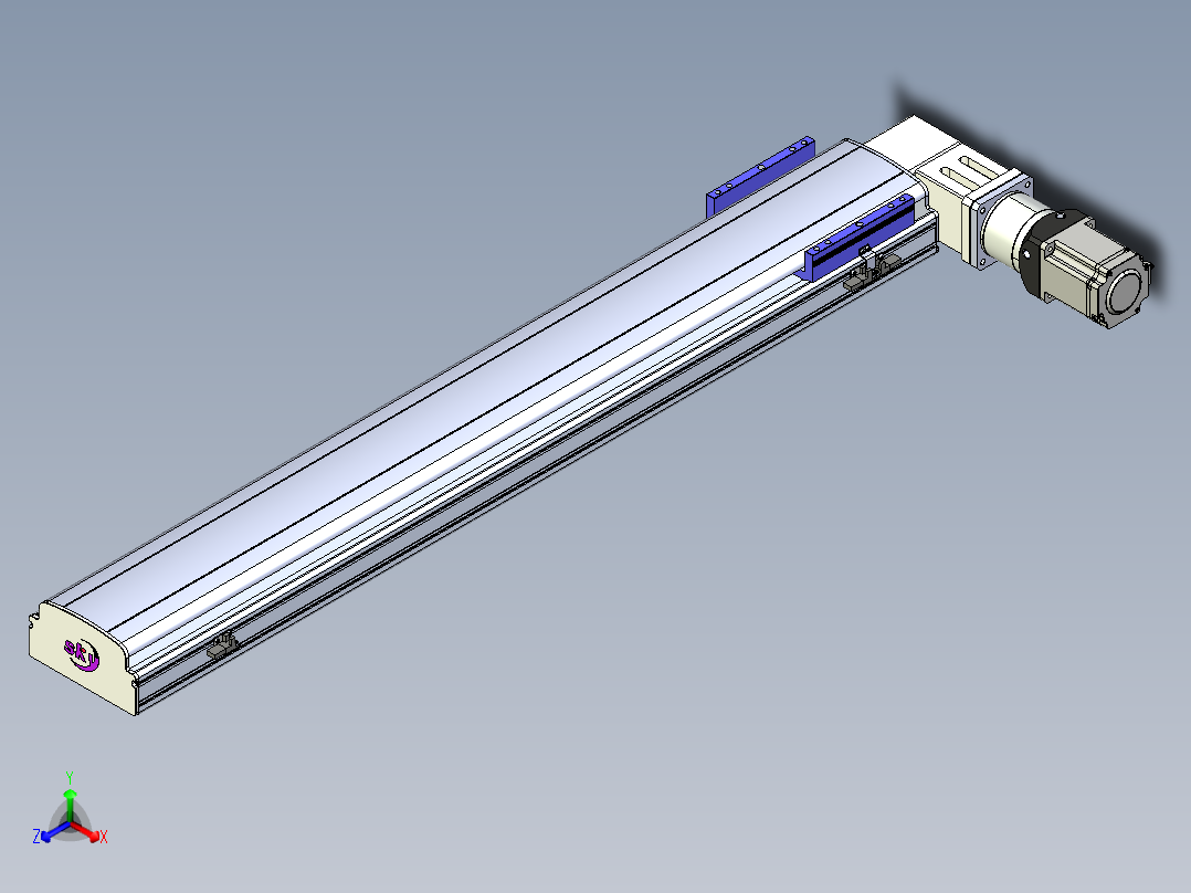 同步带滑台-半封闭B17-L100-S1000-R-P75-D3-N3正等轴测图