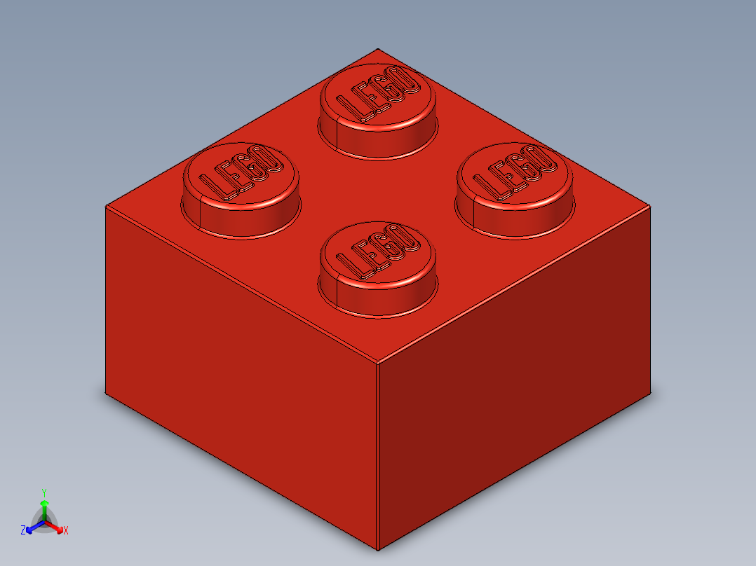 乐高套装 4421基本积木-300321 Bright Red Brick 2 x 2.STEP正等轴测图