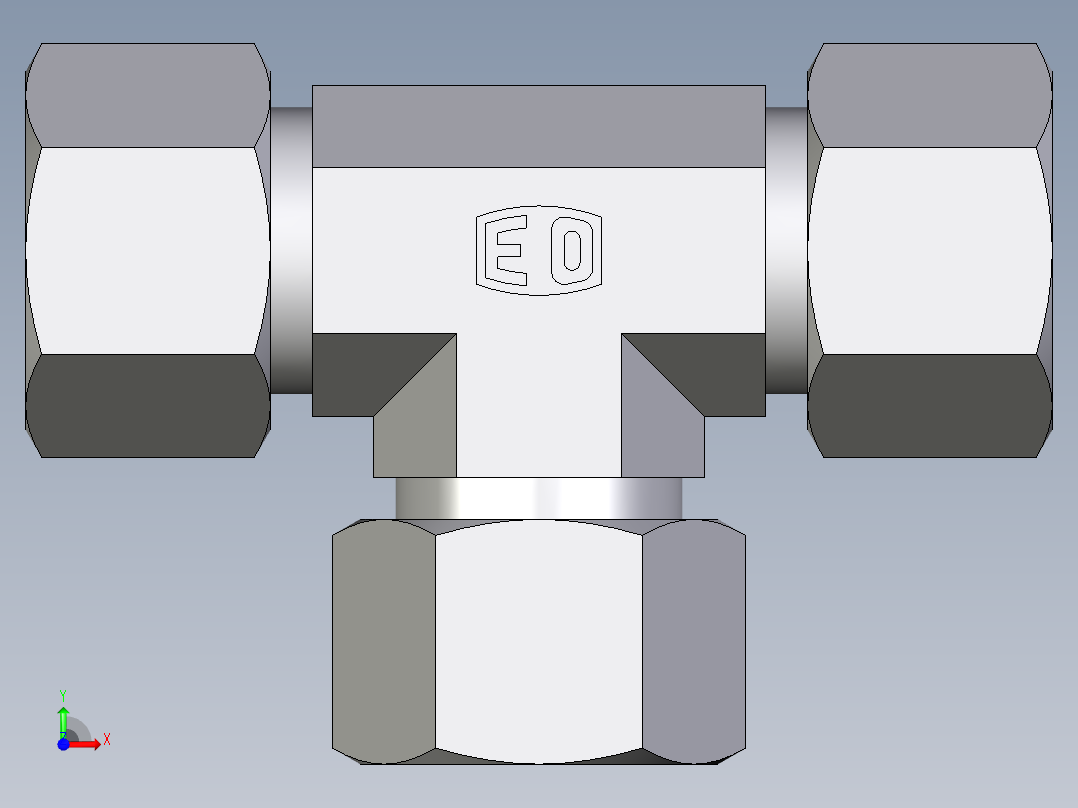 卡套式工业通用硬管接头EO_Union_tee_T16S71前视图
