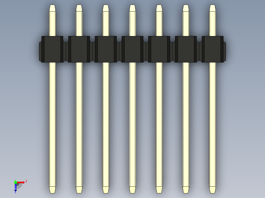 彩色公头100mil（2.54mm）系列-DS1021_black_2x07p_100mil_Type5_rev1.0俯视图