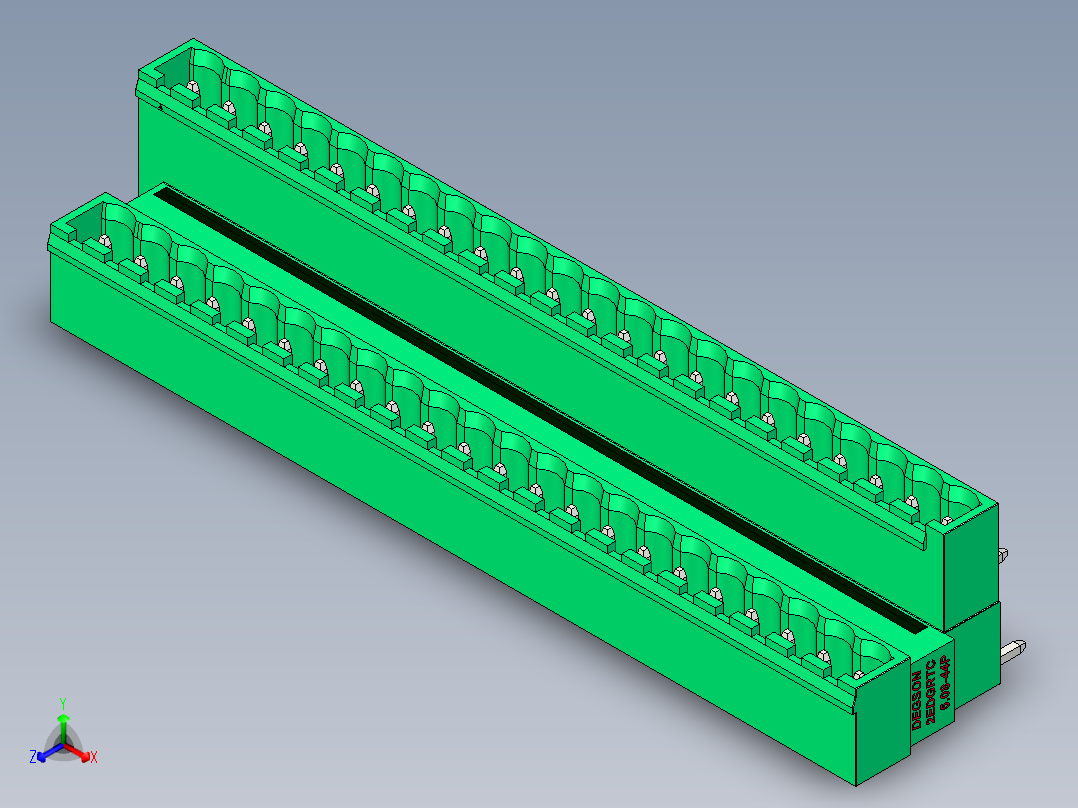 DEGSON 2EDG 系列 5.08mm 可插拔接线端子组-2EDGRTC-5.08-44P-14-00AH正等轴测图