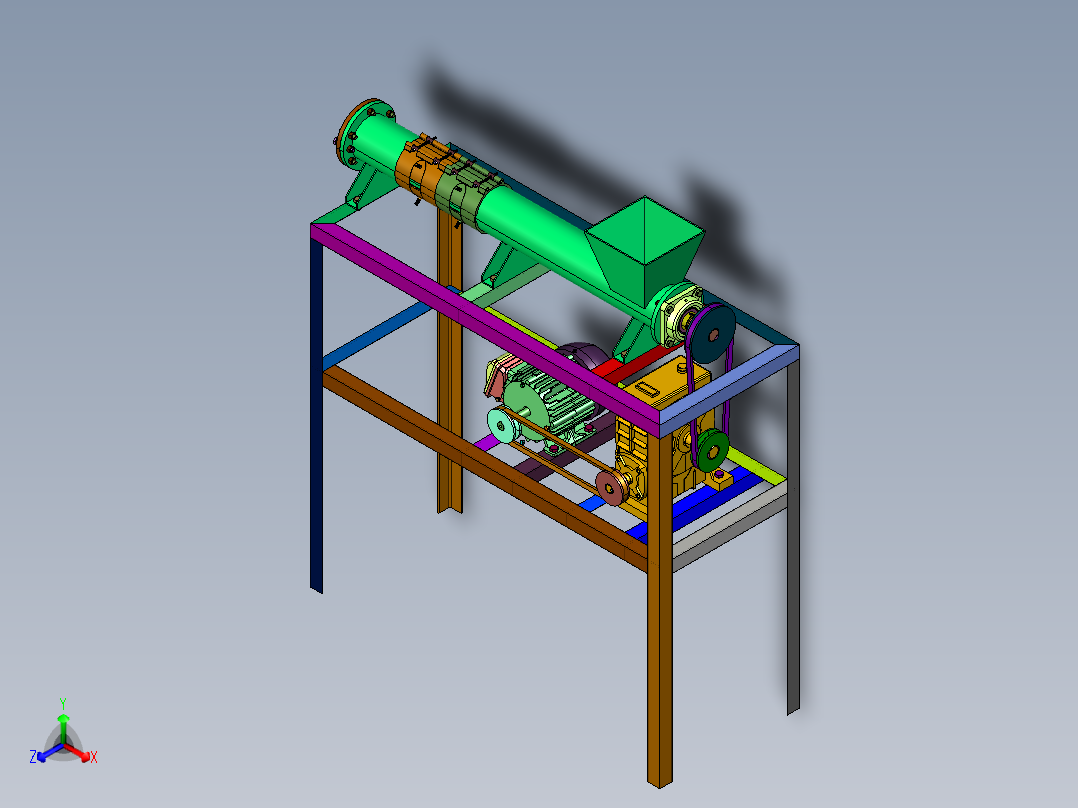 小型塑料颗粒实验室单螺杆热熔机正等轴测图