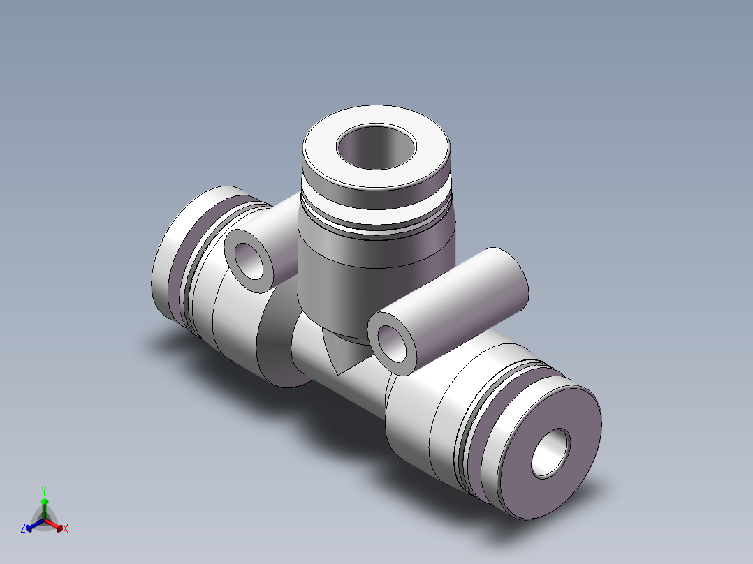 气动接头-T型三通APEW6-4（6变4）正等轴测图