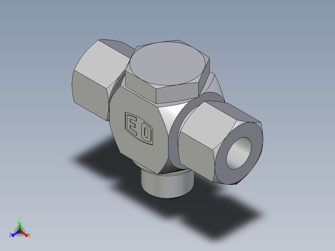 卡套式工业通用硬管接头EO_High_pressure_banjo_tee_TH14ZSRKDSCF正等轴测图