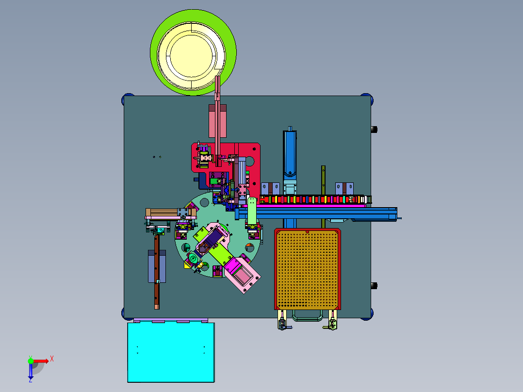 散装LED胶座自动组装机俯视图