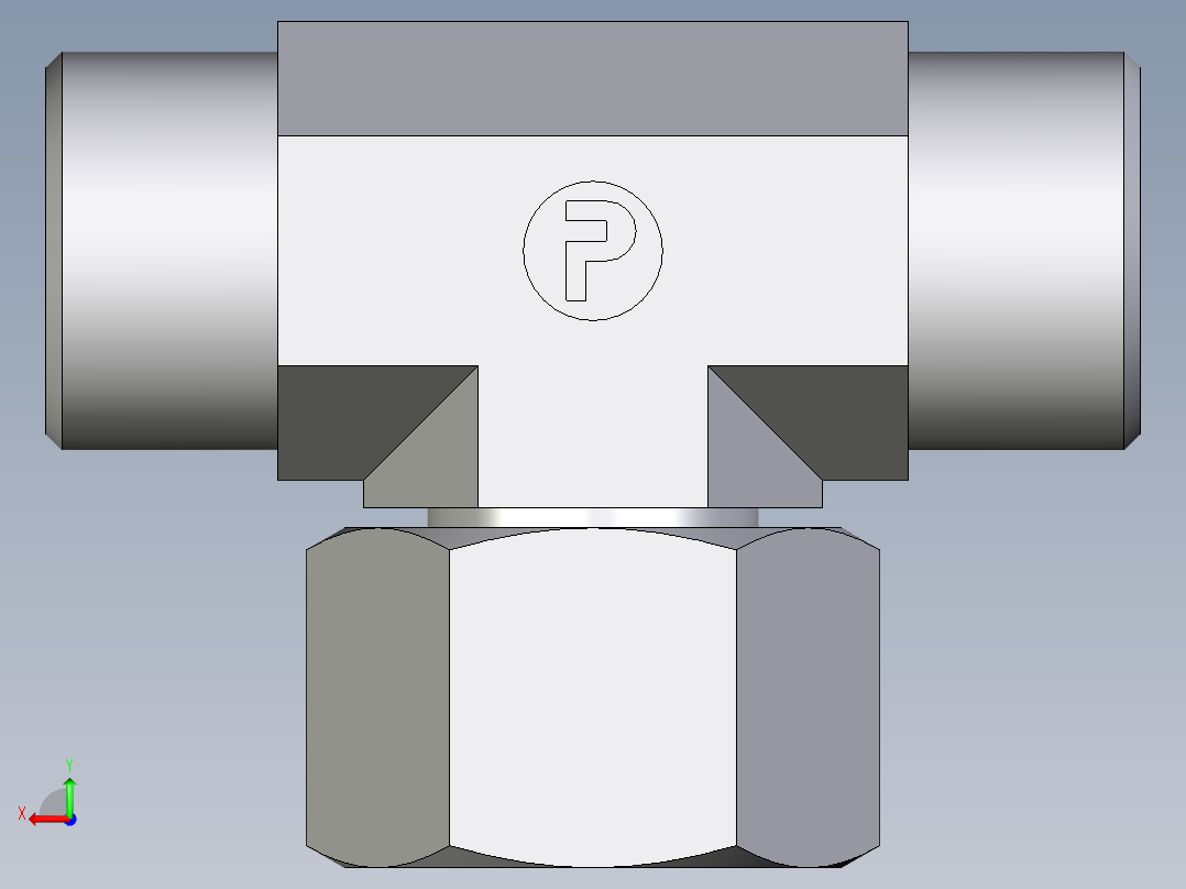 卡套式工业通用硬管接头EO_Swivel_nut_branch_tee_ET16SOMDCF后视图