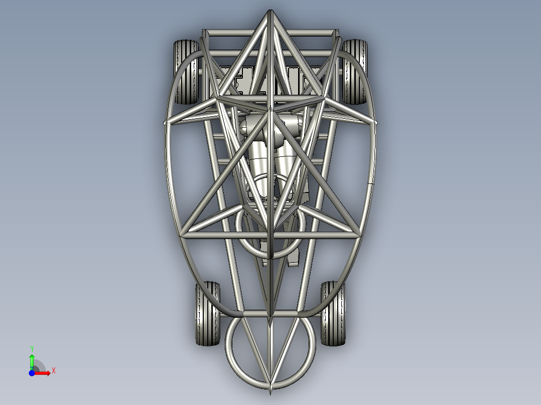 12-pandemic go-kart怪异的卡丁车钢结构模型3D图纸 STEP格式前视图