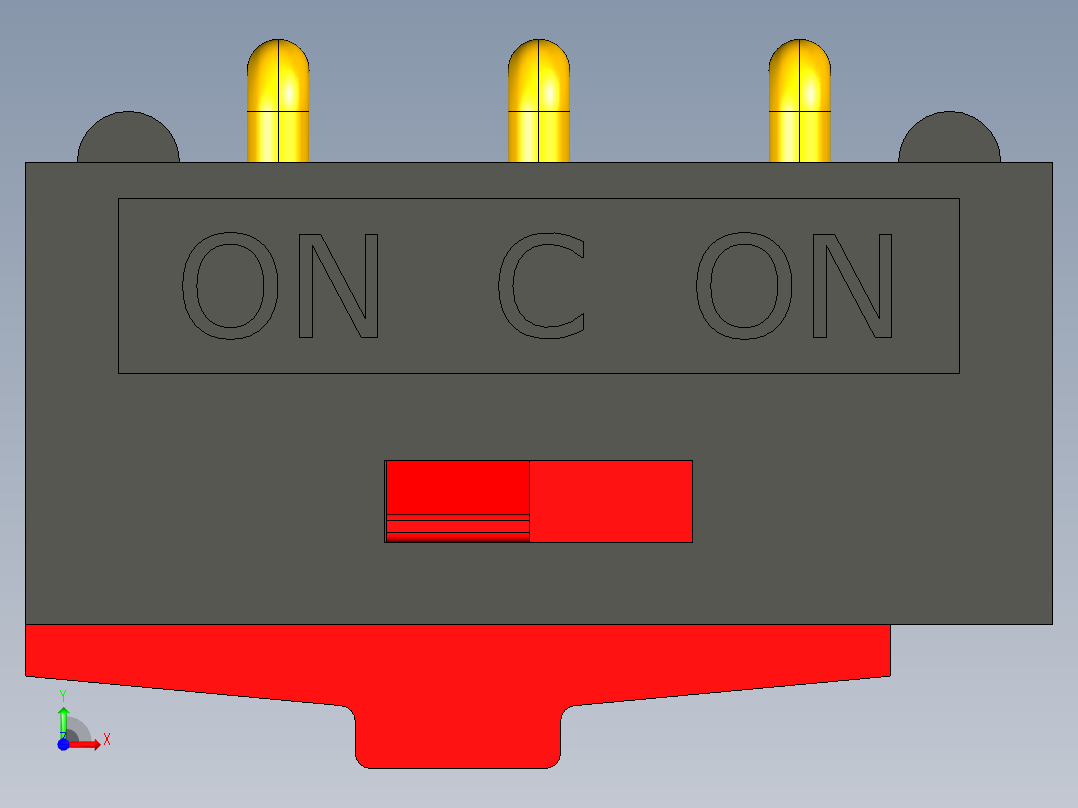 迷你直角滑动开关，宽10毫米x高2.5毫米前视图