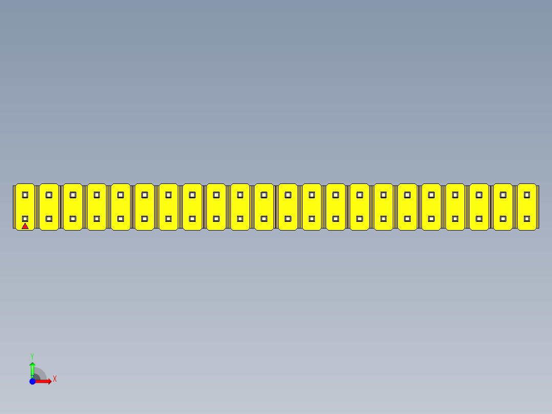 彩色公头100mil（2.54mm）系列-DS1021_yellow_2x22p_100mil_Type19_rev1.0前视图