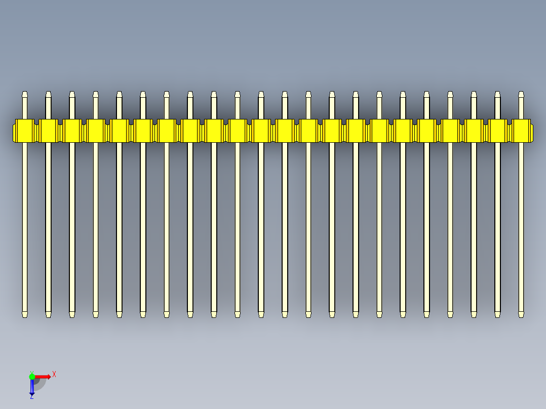 彩色公头100mil（2.54mm）系列-DS1021_yellow_2x22p_100mil_Type19_rev1.0俯视图