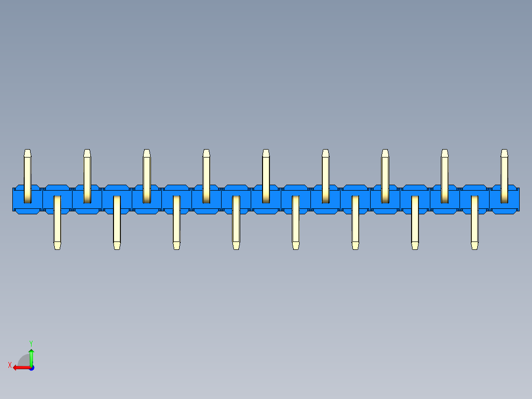 彩色公排针 100mil 2.54mm 系列-DS1022_blue_17p_100mil_Type_SMT_R1_rev1.0后视图