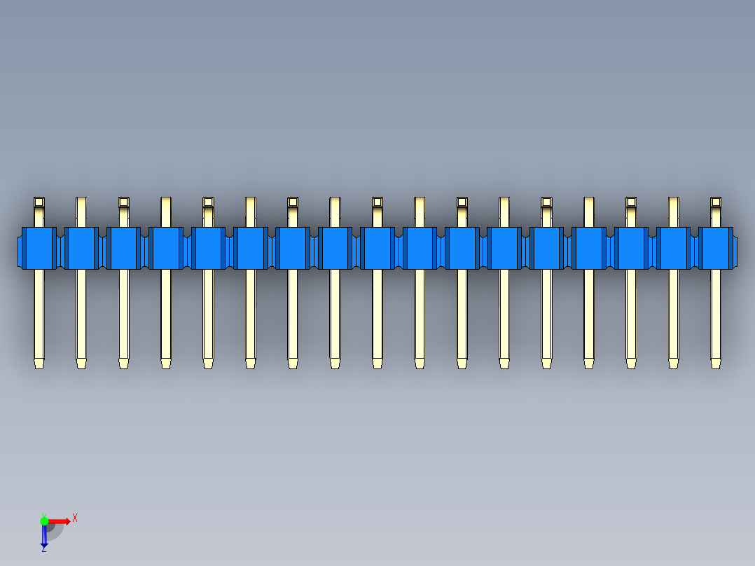 彩色公排针 100mil 2.54mm 系列-DS1022_blue_17p_100mil_Type_SMT_R1_rev1.0俯视图